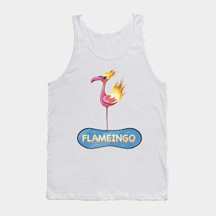 A Cool Flaming Flamingo (flamengo) Standing in a Pool (Text Variant) Tank Top